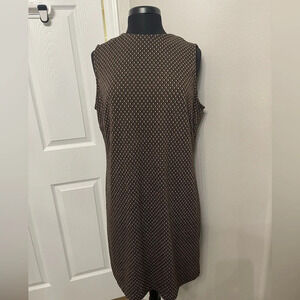 Chico's Double Diamond Knit Mockneck Shift Dress Black Tan Size 2 (US large 12)